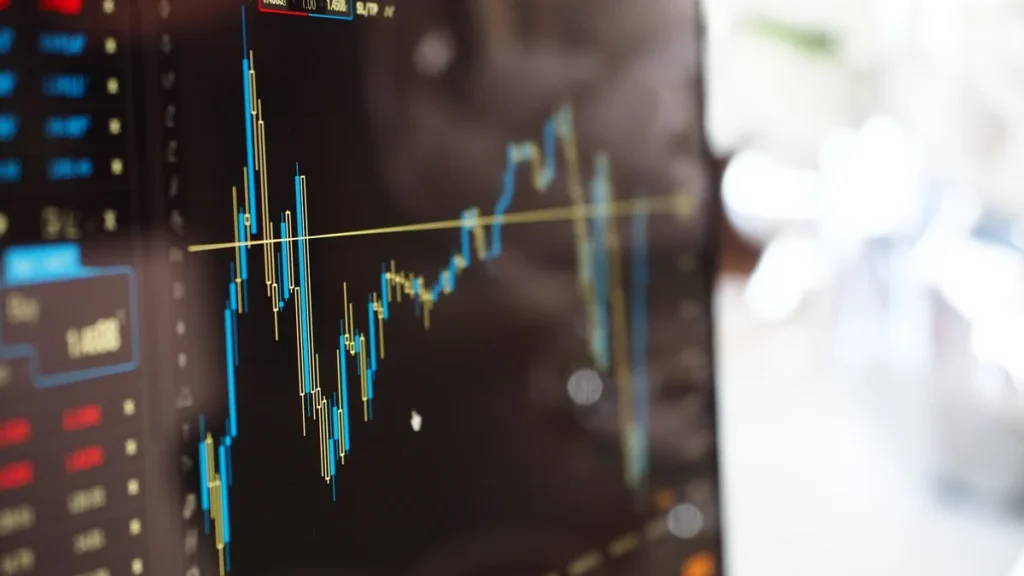 Financial trading chart displayed on a computer monitor.
