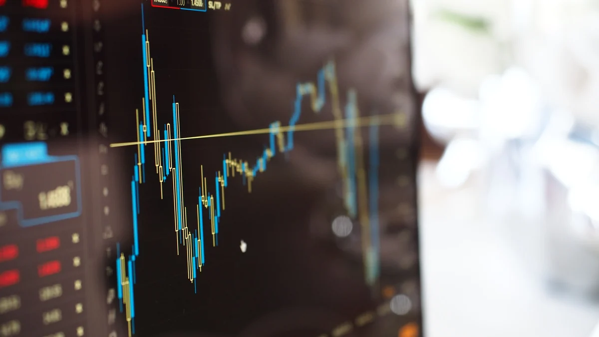Financial trading chart displayed on a computer monitor.
