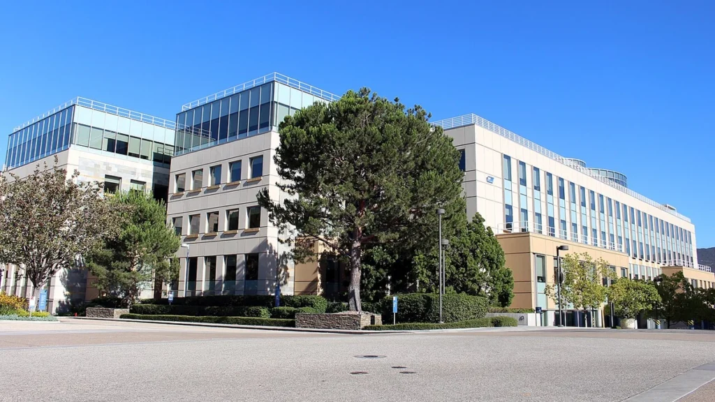 Building at Amgen headquarters in Thousand Oaks, California.