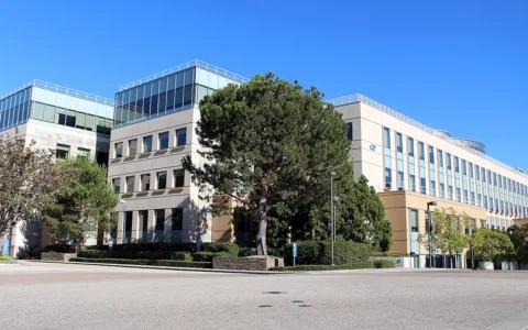 Building at Amgen headquarters in Thousand Oaks, California.