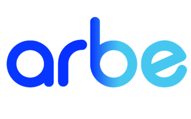 Arbe Robotics blue gradient wordmark on a transparent background.