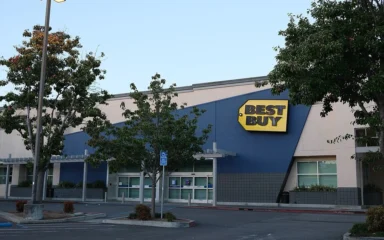 Exterior of a Best Buy electronics store in Mountain View, California.