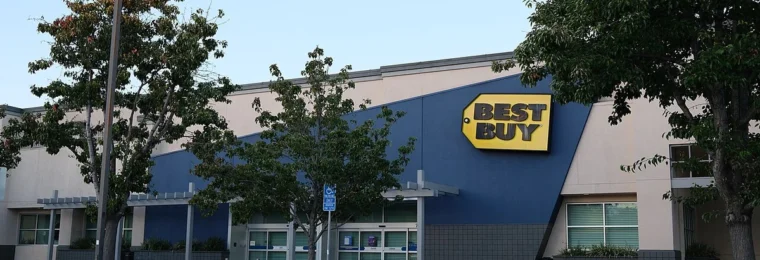Exterior of a Best Buy electronics store in Mountain View, California.