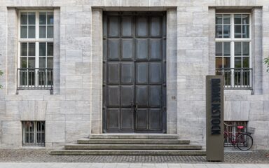 Entrance to a Birkenstock office and administrative building in Cologne, Germany.