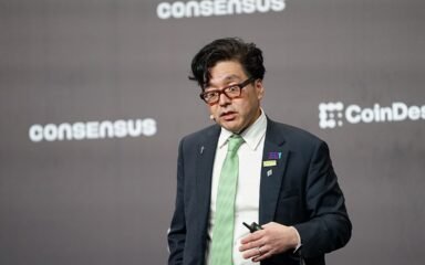 BitMine chairman Thomas Lee speaking on stage at Consensus Hong Kong 2026.