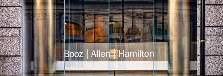 Booz Allen Hamilton signage at the company's Washington, D.C. office.
