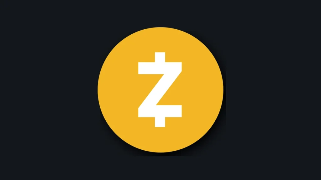 Zcash logo on a dark background.