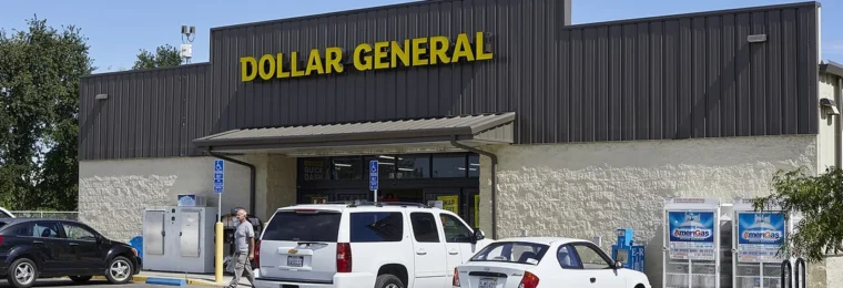 A Dollar General store in Durham, California, with the yellow storefront sign clearly visible above the entrance.