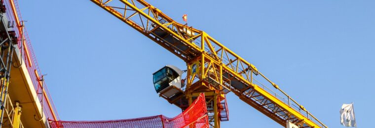 Tower crane at a construction site in Espoo, Finland.