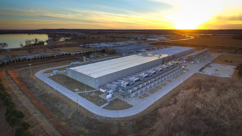Aerial view of the Google data center in Council Bluffs, Iowa.