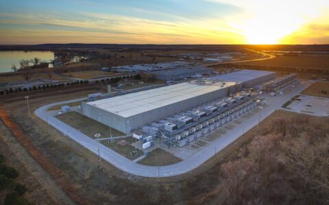 Aerial view of the Google data center in Council Bluffs, Iowa.