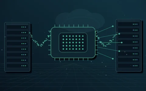 Illustration of AI inference servers connected to a central GPU compute processor.
