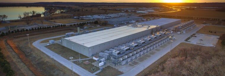 Aerial view of the Google data center in Council Bluffs, Iowa.