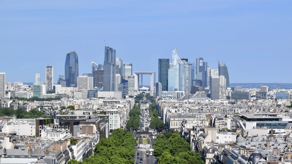 La Défense business district in Paris viewed from the Arc de Triomphe.
