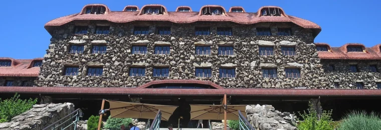 Rear exterior of the Omni Grove Park Inn in Asheville, North Carolina.