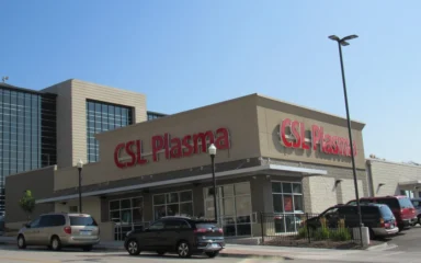 Exterior of a CSL Plasma collection center in Davenport, Iowa.
