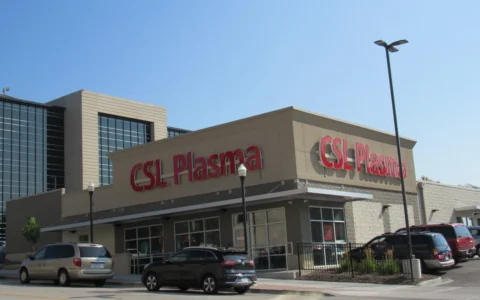 Exterior of a CSL Plasma collection center in Davenport, Iowa.