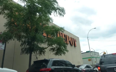 Exterior of a Home Depot store in Jamaica, Queens, New York.