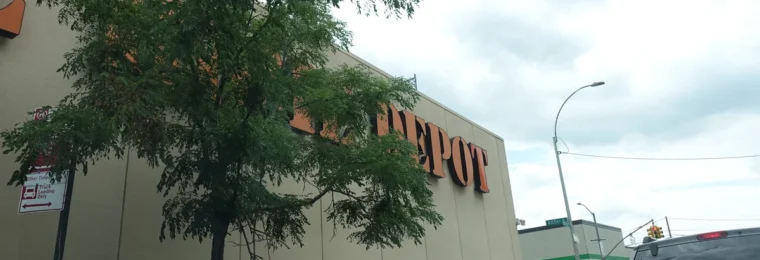 Exterior of a Home Depot store in Jamaica, Queens, New York.