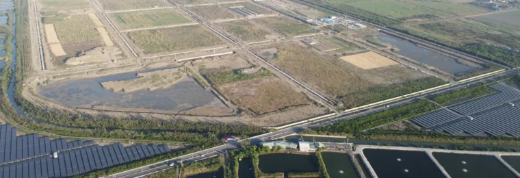 Aerial view of Qigu Science and Technology Industrial Park in Tainan, Taiwan.