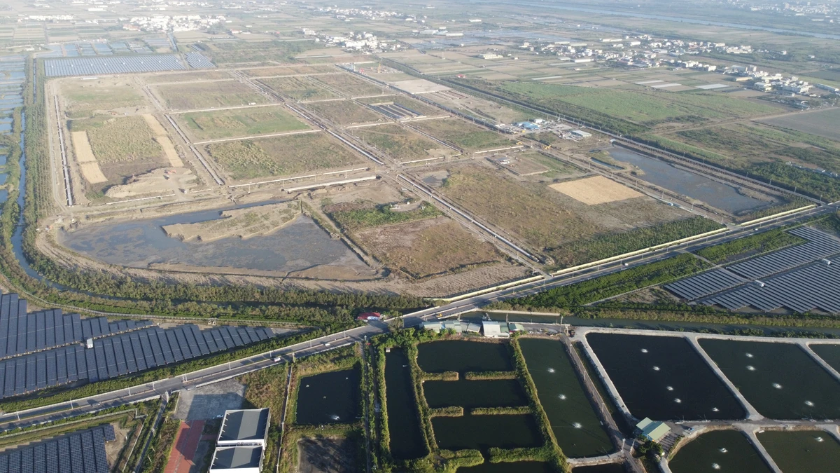 Aerial view of Qigu Science and Technology Industrial Park in Tainan, Taiwan.