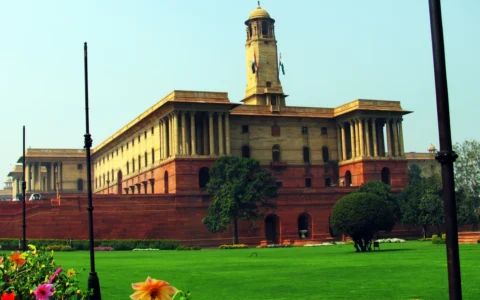 North Block government building in New Delhi, which houses India's Ministry of Finance.