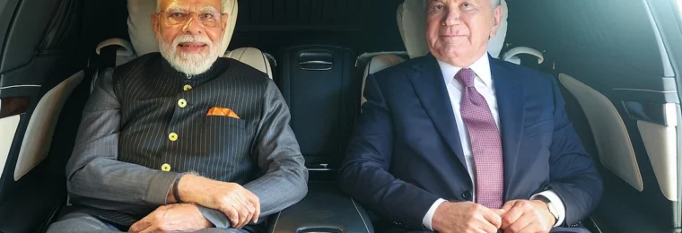 Indian Prime Minister Narendra Modi and Uzbekistan President Shavkat Mirziyoyev during Modi's state visit to Uzbekistan.