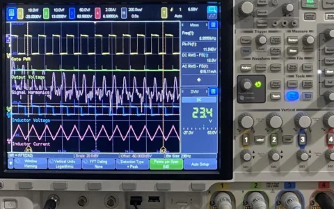 Keysight InfiniiVision DSOX4024A digital storage oscilloscope in laboratory use.
