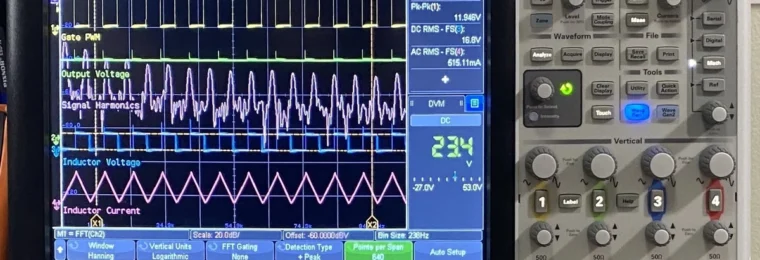 Keysight InfiniiVision DSOX4024A digital storage oscilloscope in laboratory use.