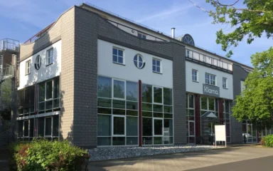 Former Klarna and Sofort office building in Linden, Germany, with Klarna signage.