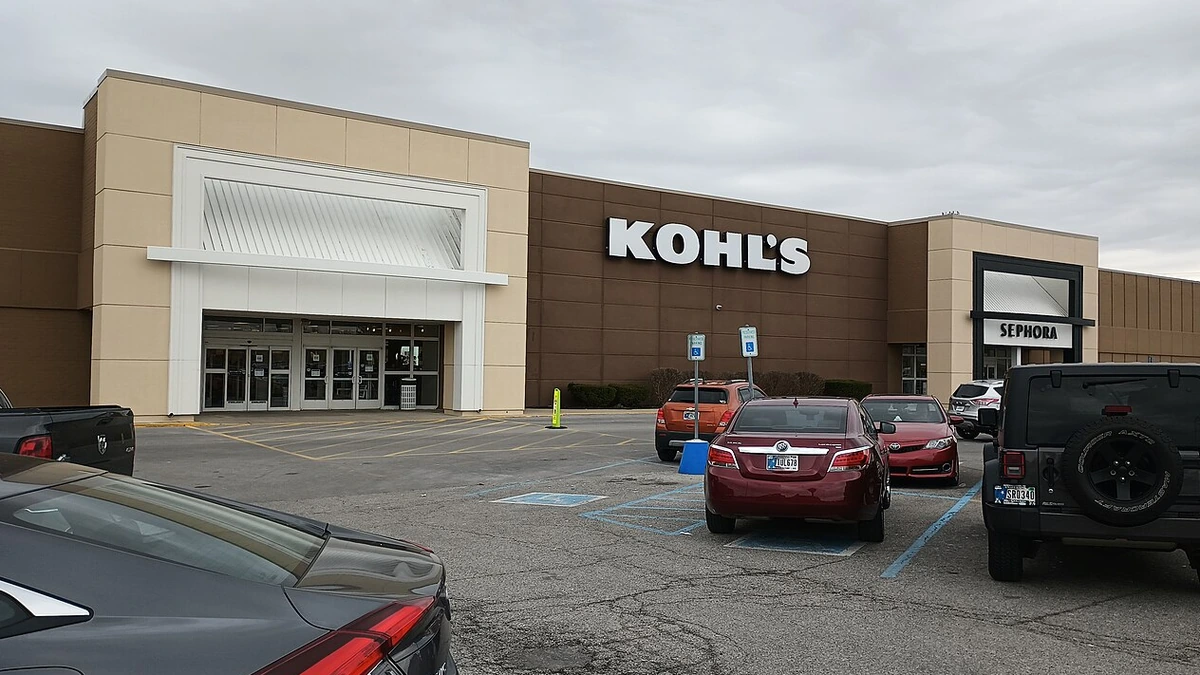 Kohl’s department store with company signage in Greenwood, Indiana.