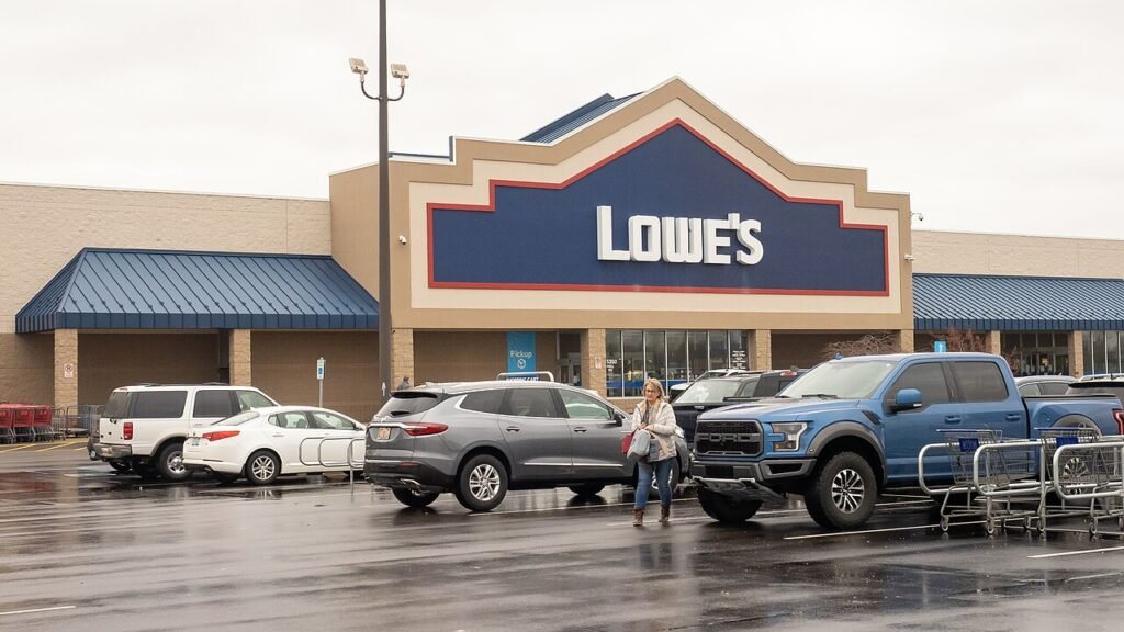 Lowe’s home improvement store with the company sign above the entrance.