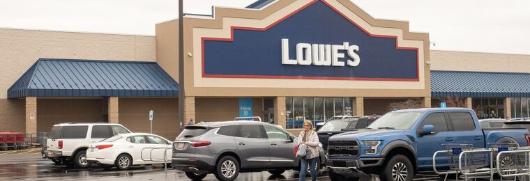 Lowe’s home improvement store with the company sign above the entrance.
