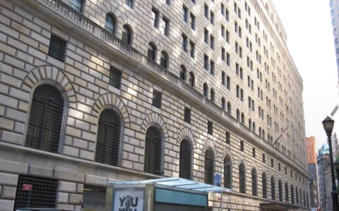 Federal Reserve Bank of New York building at 33 Liberty Street in Manhattan.