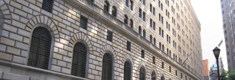 Federal Reserve Bank of New York building at 33 Liberty Street in Manhattan.
