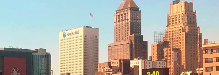Prudential Financial building in downtown Newark, New Jersey.
