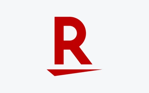 Rakuten red R logo centered on a light gray background.