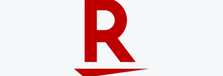 Rakuten red R logo centered on a light gray background.