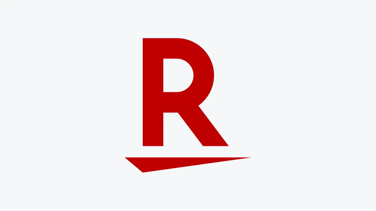 Rakuten red R logo centered on a light gray background.