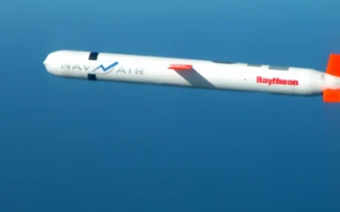 A Tactical Tomahawk Block IV cruise missile flying during a U.S. Navy test.