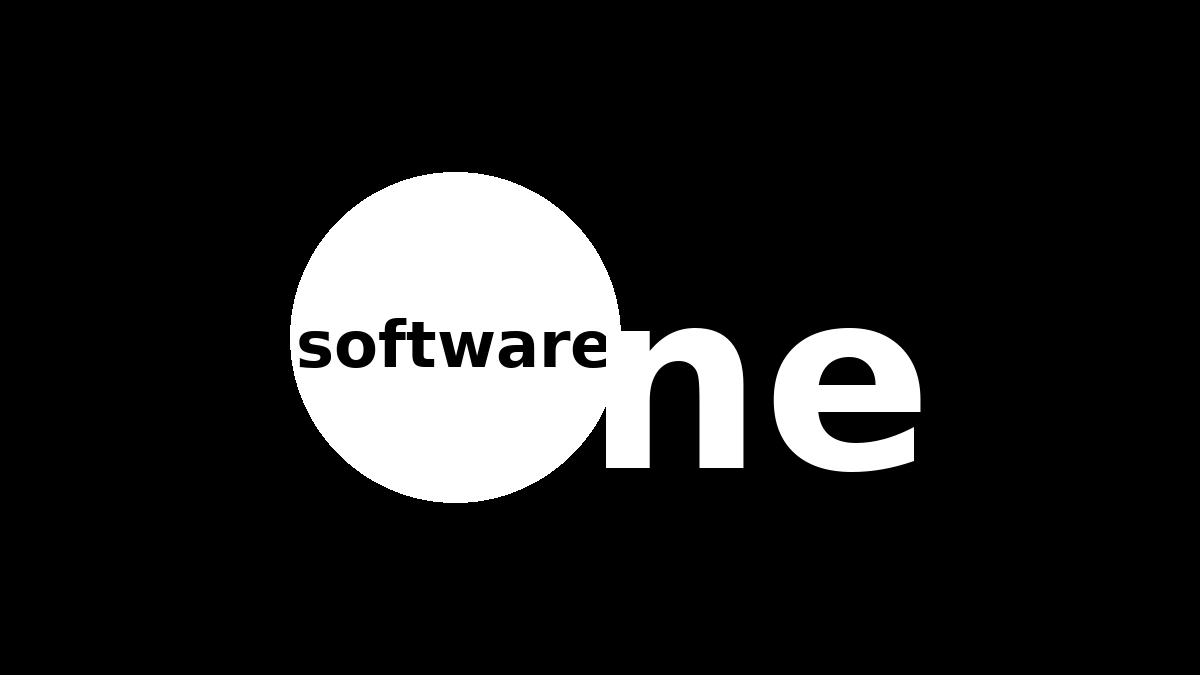 SoftwareOne wordmark on a black background.