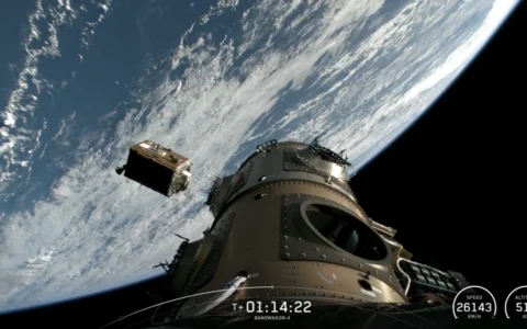 Starcloud-1 satellite deploying in low Earth orbit above Earth in November 2025.