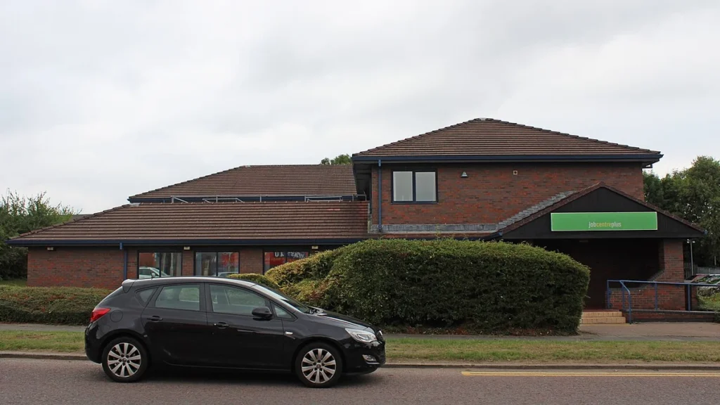 Jobcentre Plus office on Arrowe Park Road in Upton, Wirral, England.