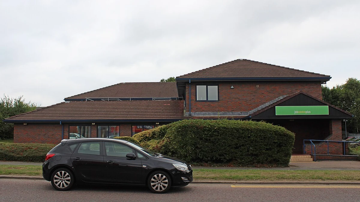 Jobcentre Plus office on Arrowe Park Road in Upton, Wirral, England.