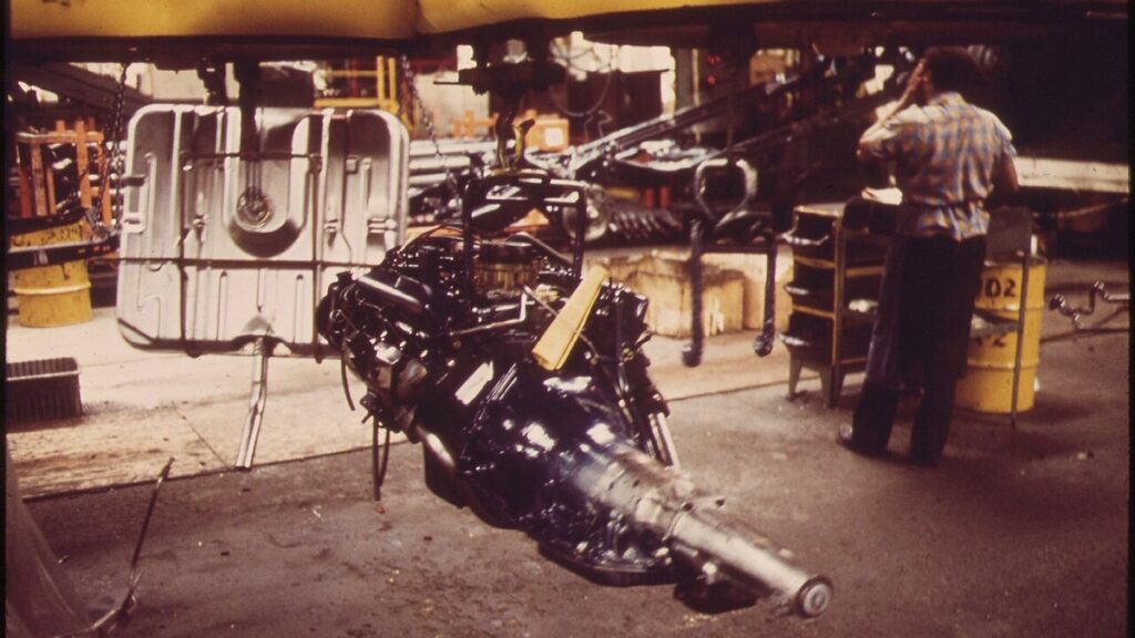 An automotive assembly line in a U.S. manufacturing plant.