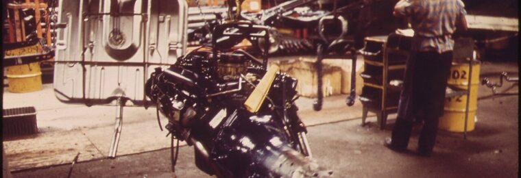 An automotive assembly line in a U.S. manufacturing plant.