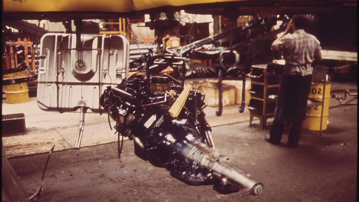 An automotive assembly line in a U.S. manufacturing plant.
