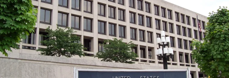 U.S. Department of Labor headquarters and sign in Washington, D.C.