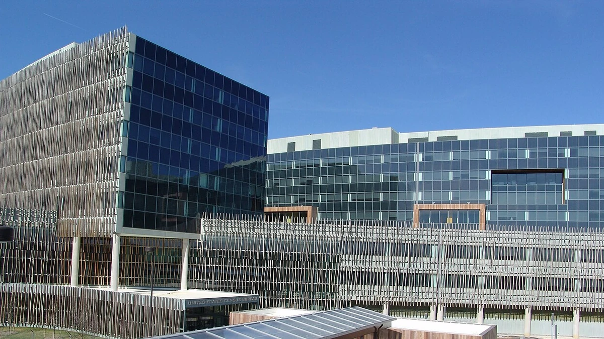 Partial view of the United States Census Bureau headquarters in Suitland, Maryland.