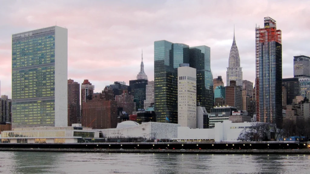 United Nations headquarters in New York City viewed from Roosevelt Island.